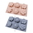 thumbnail image 2 of facefd 6 Slots Flower Silicone Cake Mold Handmade DIY Mooncake 3D Pastry Dessert Baking Tool Multifunction Mould for Kitchen Light pink Gray, 2 of 6