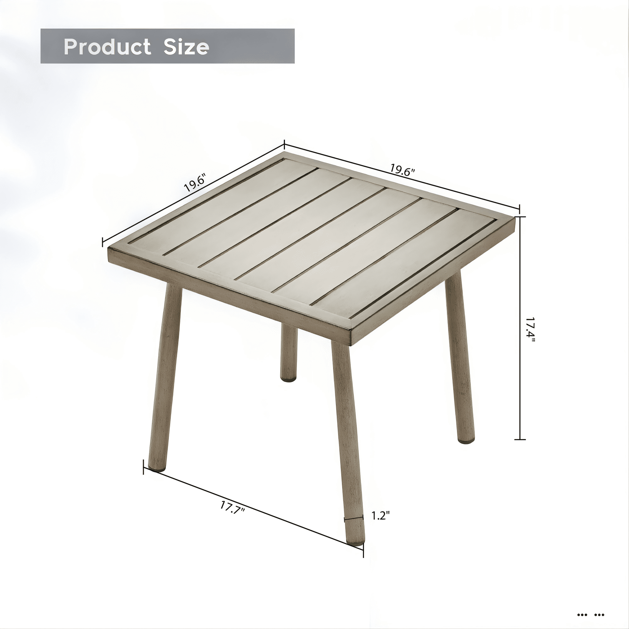 Outdoor Side Table Aluminum Patio End Table Metal Square Small Table Waterproof Rustproof for Balcony Deck Backyard Poolside, Dark Brown