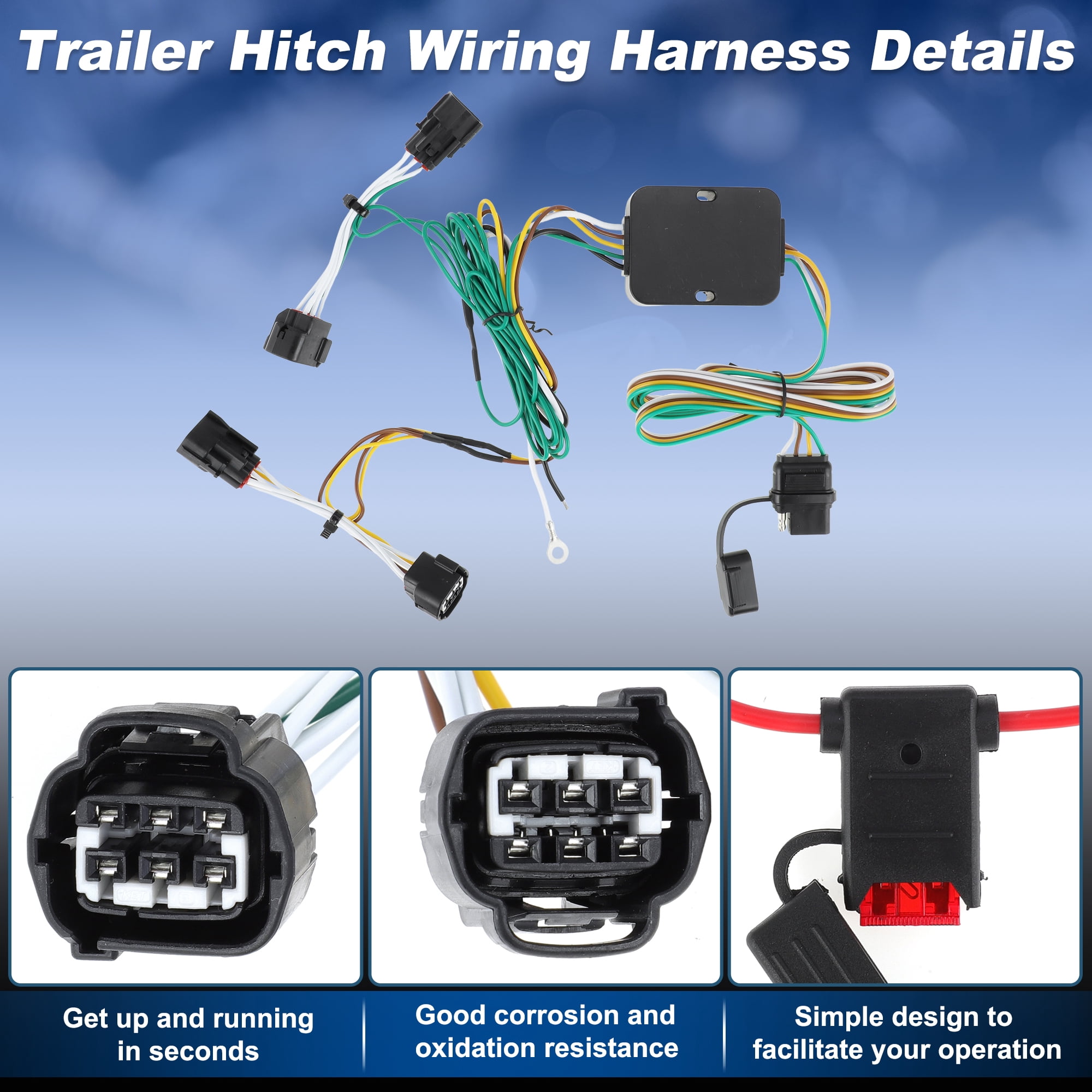 Unique Bargains 4 Pin Trailer Wiring Harness for Jeep Cherokee 2014 2015 2016 2017 2018
