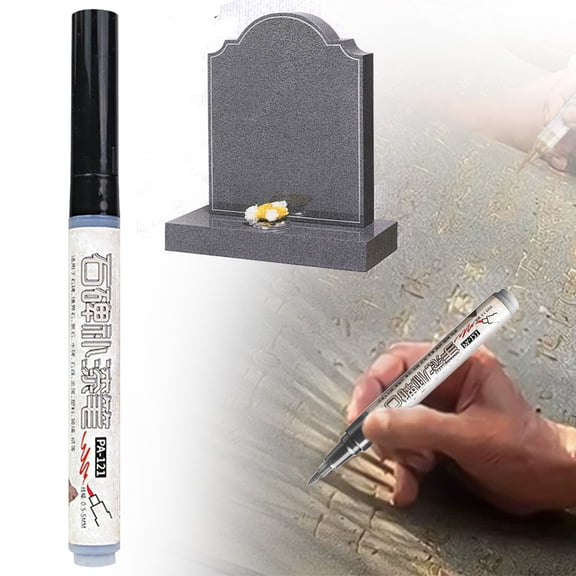 1 Pieces Tombstone Marker Pen, Waterproof Stone Touch-up Pen for Headstone Inscription Restoration and Tombstone Repair, Strong Coverage, ldeal for Gravestone Lettering and Memorial Inscriptions