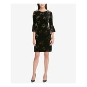 TOMMY HILFIGER $129 Womens New 1214 Black Floral Print Velvet Dress 4 B+B