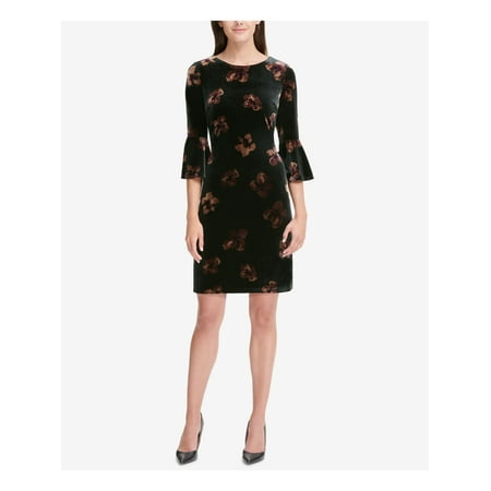 TOMMY HILFIGER $129 Womens New 1214 Black Floral Print Velvet Dress 4 B+B