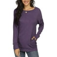 thumbnail image 3 of JuneFish Women Long Sleeve Shirts Casual Tops Dressy Blouses Loose Tunic with Pockets, 3 of 5