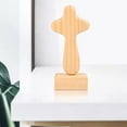 thumbnail image 6 of jicheng Cross Statue Wood Figurine with Base Collection Sculpture Tabletop Ornament for Hallway Housewarming Desktop Fireplace Family, 6 of 9