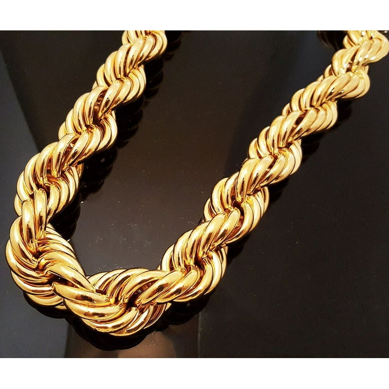 HIP HOP RUN DMC 16 25 30mm HOLLOW GOLD PT THICK ROPE NECKLACE DOOKIE CHAIN