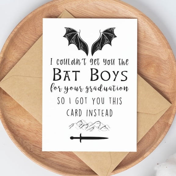 Hilarious Graduation Greeting Card - "Bat Boys" Design - Blank Inside with Envelope for Celebration