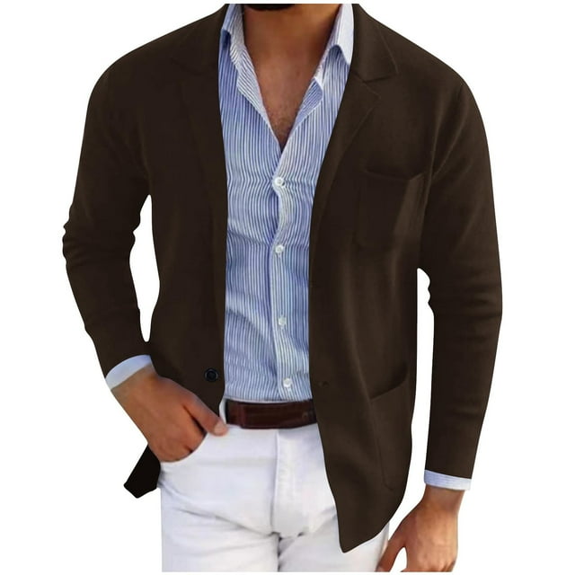 Veste Blazer Décontractée Ajustée pour Homme Wo-Fusoul, Manteau d'Extérieur à Multiples Poches avec Col Rabattu, Veste de Mode en Polyester à Manches Longues pour un Usage Quotidien