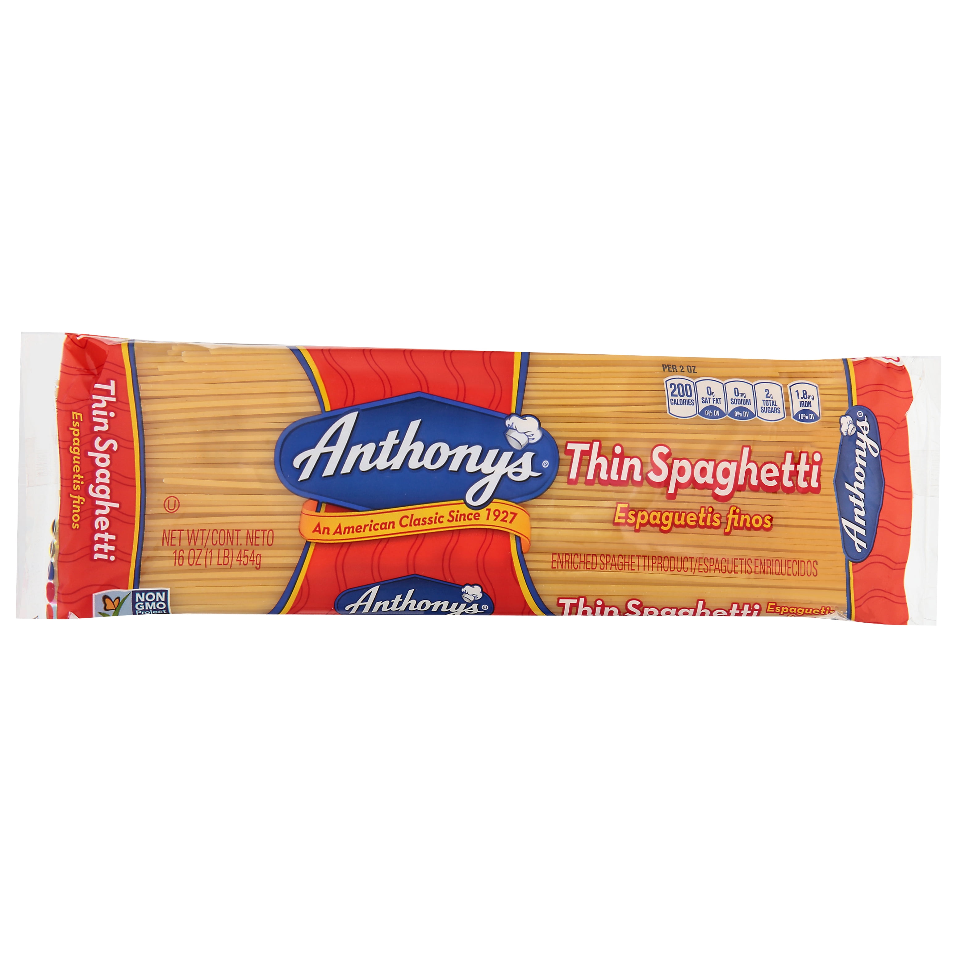 (4 pack) Anthony's Thin Spaghetti, 16 oz