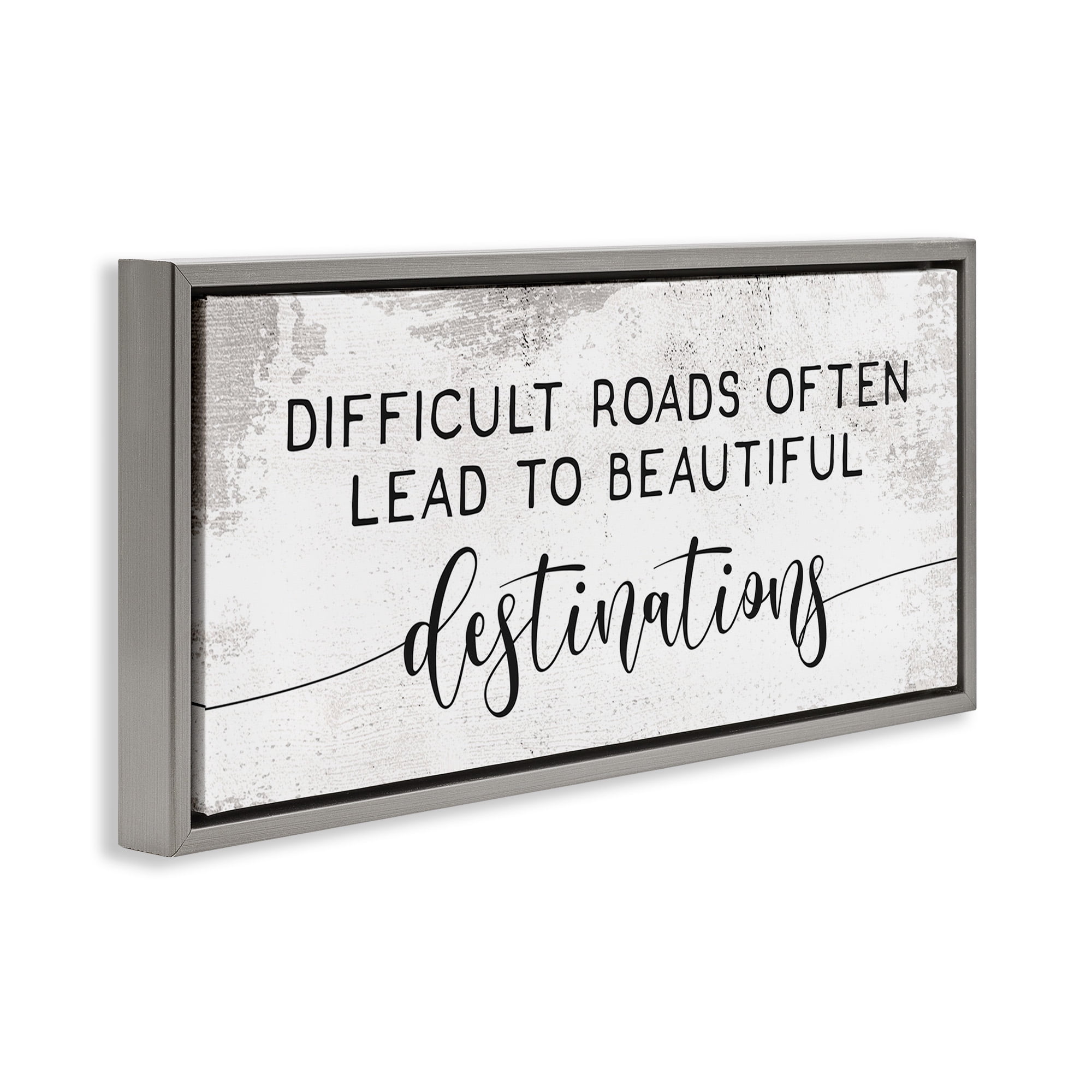 Stupell Industries Motivational Beautiful Destinations Inspirational Painting Gray Floater Framed Canvas Art Print Wall Art, 31 x 14