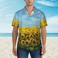 thumbnail image 4 of Balery Blooming Sunflower Field Print Men's Hawaiian Shirts Short Sleeve Beach Shirt Relaxed Fit Vacation Button Down Shirts-XX-Large, 4 of 9