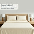 thumbnail image 3 of Delara 100% European Flax Linen Sheet Set, Twin, 3-Piece, 345 Thread Count, Ultra Soft, Breathable, Deep Pocket, Ivory, 3 of 7