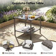 UDPATIO Balcony Furniture 5 Piece Patio Furniture Set, Outdoor Grey Wicker Chairs with Ottoman, Beige