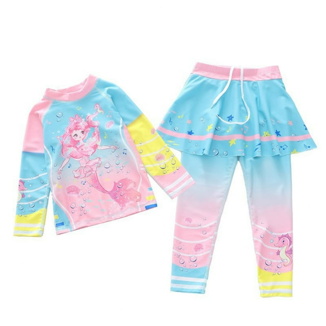 JTieacloth Girls Two Piece Swimwear Cute Cartoon Print Sun Bathing For Kids,Sizes 4-5 Years