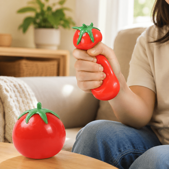 Handheld Relax Squeeze Ball, Tomatoes Fruit Shape, Flexible Elastic Decompression Sensory Ball