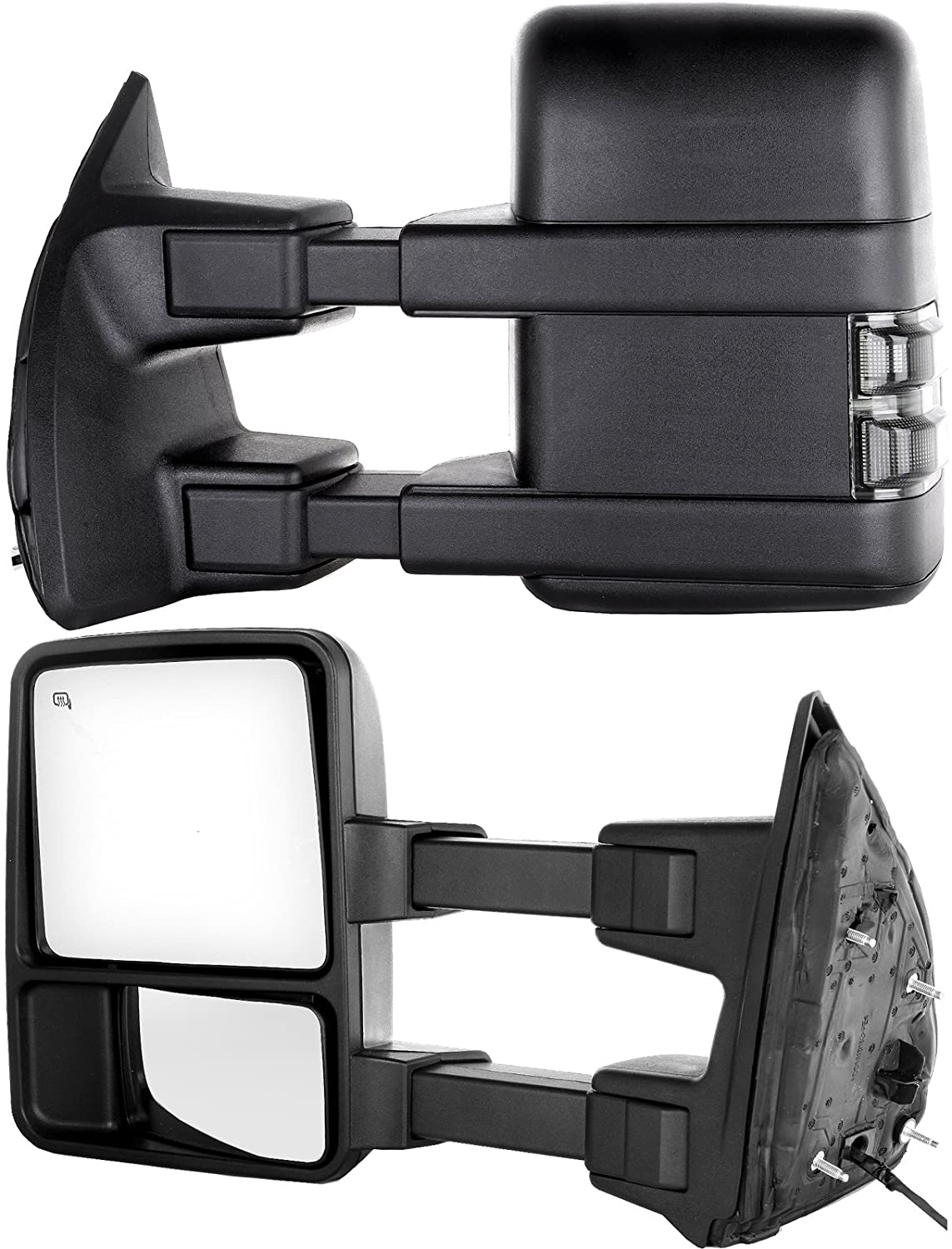 Left Side Heated Tow Mirror Glass For Ford F150 F250 F350 F450 F550 (2015-2022) – Power Adjustment, Aspherical, Clear Glass