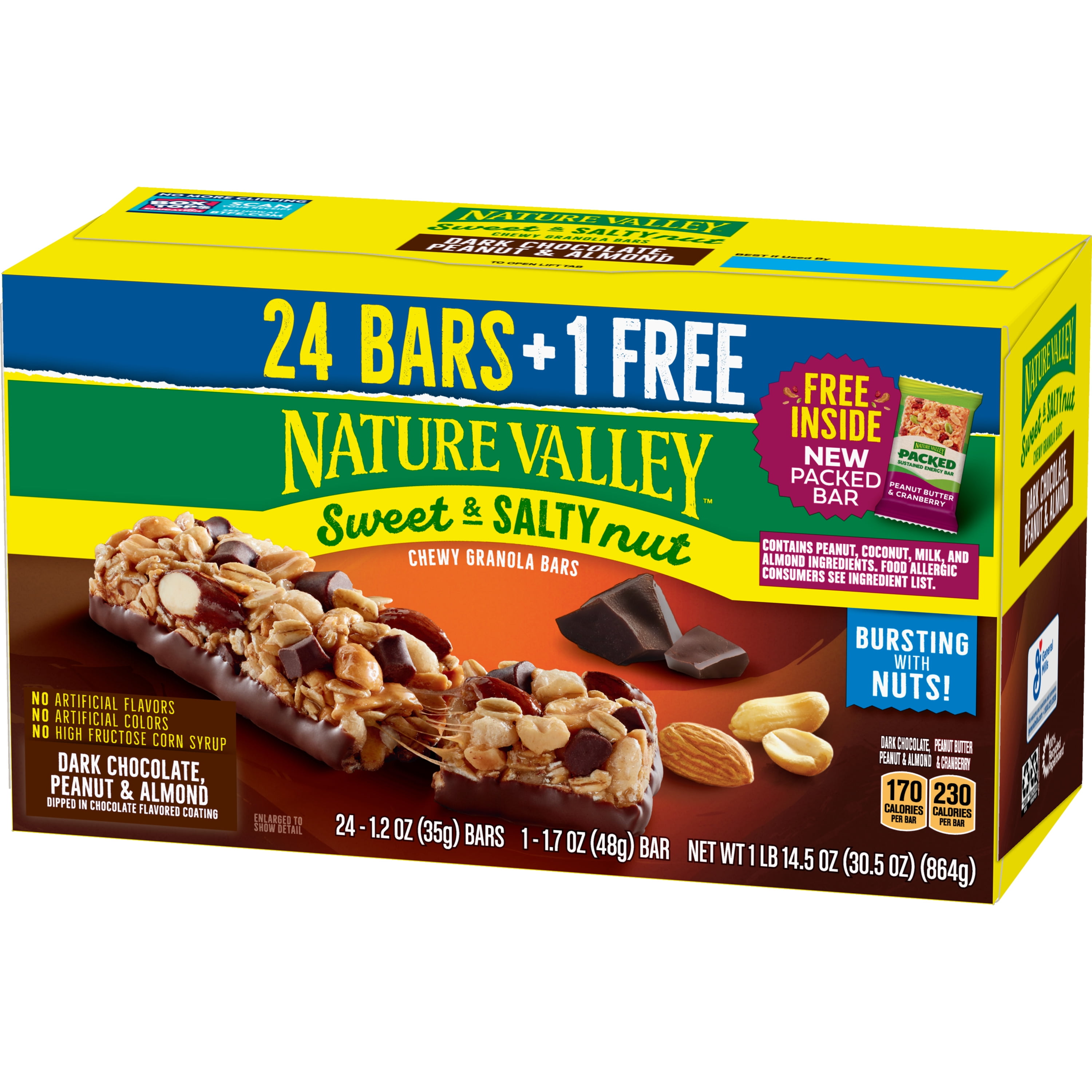 Nature Valley Sweet & Salty Chocolate Peanut & Almond, 24 ct + Free Packed Bar