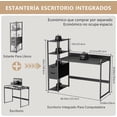 thumbnail image 3 of Escritorio Minimalista con Estante de Almacenamiento, Escritorio de Computadora, Escritorio con Repisas, Escritorio Oficina en el Hogar, Escritorio de Madera, Negro, 3 of 4