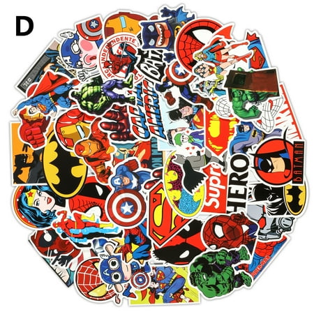 Hero Scrapbooking - Magicfly 100 PCS Marvel Heroes Bumper Sticker PVC Material Fit for Laptops, Macbook, Skateboards, Luggage, Cars, Bikes, Bicycles