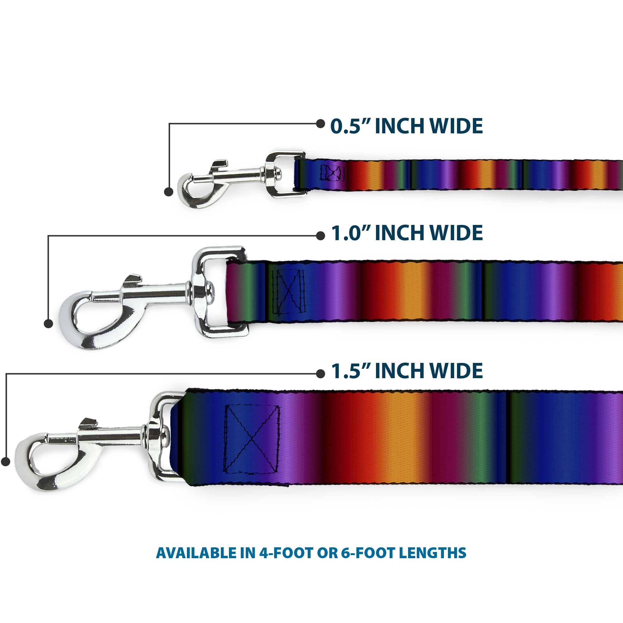 Buckle-Down Pet Leash, Dog Leash, Zarape Vertical Multi Color Fade, 6 Feet Long 1.0 Inch Wide