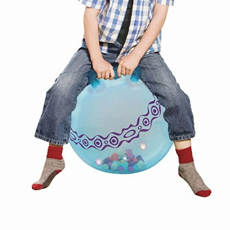 B Toys Hop N Glow Lightup Bouncy Ball With Handle Hopper Ball For Kids 3 Years (Air Pump Included)
