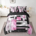 thumbnail image 2 of Manfei Teens Adults Minimalist Rectangle Bedding Comforter Set 7pcs,Ombre Bling Glitter Queen Bedding Sets Super Cozy,Gradient Geometric Queen Sheet Sets,Ultra Soft Home Decor,Reversible, 2 of 8