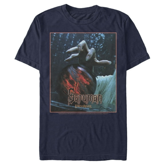 Men's The Lord of the Rings Two Towers Saruman Wicked Hand  Graphic Tee Navy Blue X Large