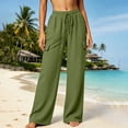 thumbnail image 4 of CHGBMOK Women's Pants High Waist Drawstring Wide Leg Pants Loose Casual Trousers with Side Pockets Solid Daily Versatile, 4 of 6