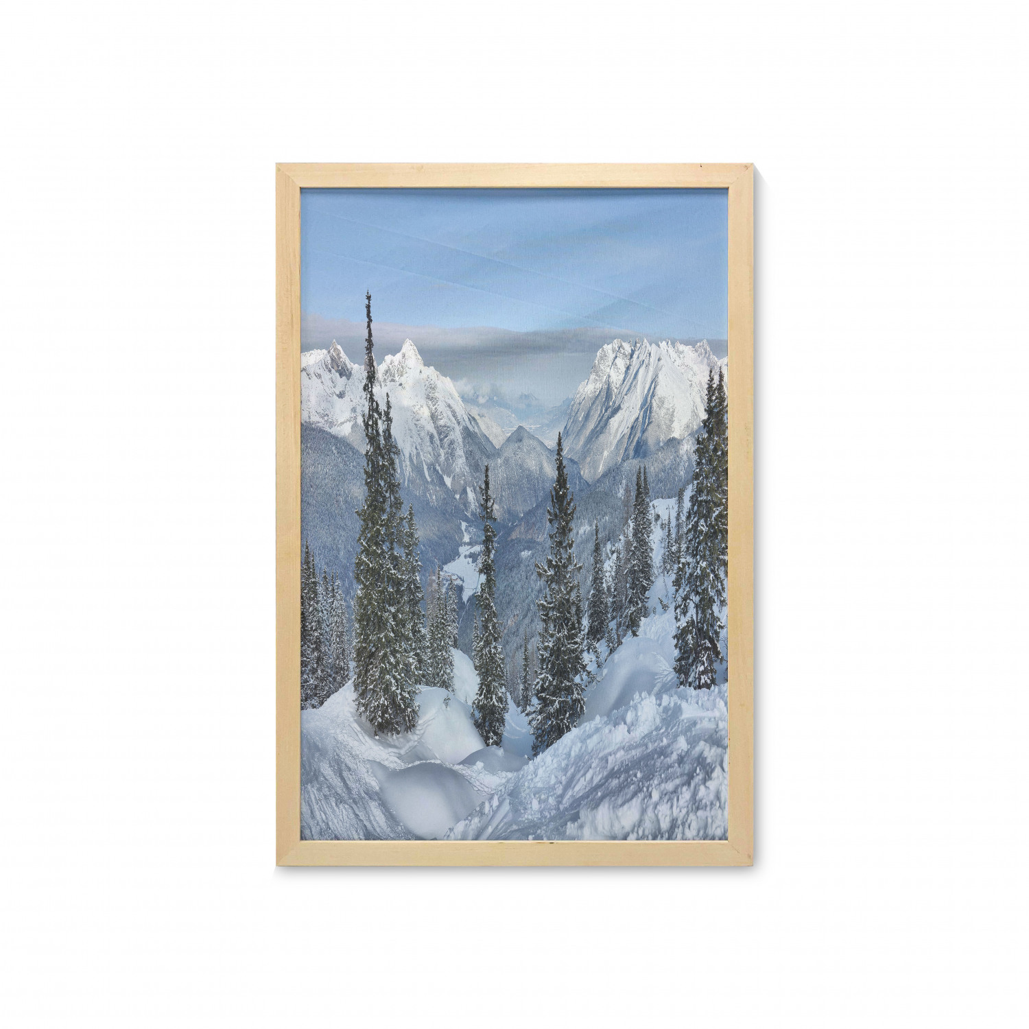 Winter Wall Art with Frame, Epic Cold Landscape Snowy Pine Trees in ...