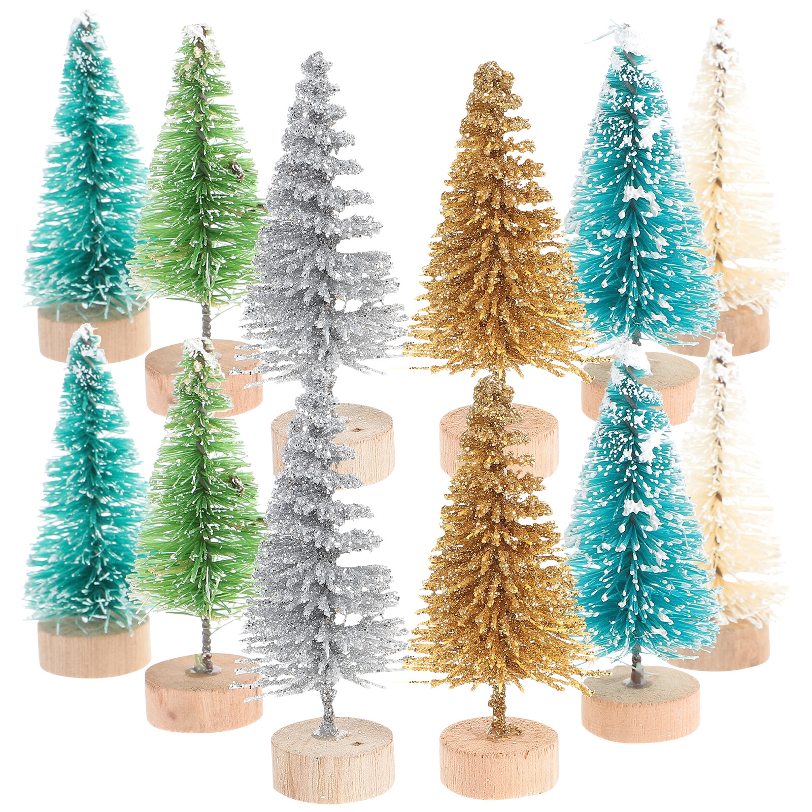 Etereauty 60 Pcs Artificial Mini Christmas Trees Colorful Tabletop
