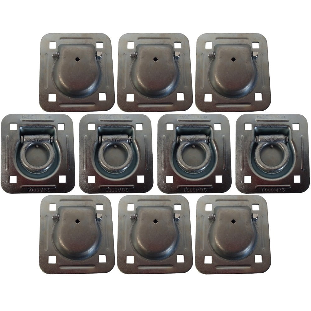 RAParts 10 pk Flush Mount Recessed Ring Trailer Cargo Tie Down Control D-Rings 6000 lbs.