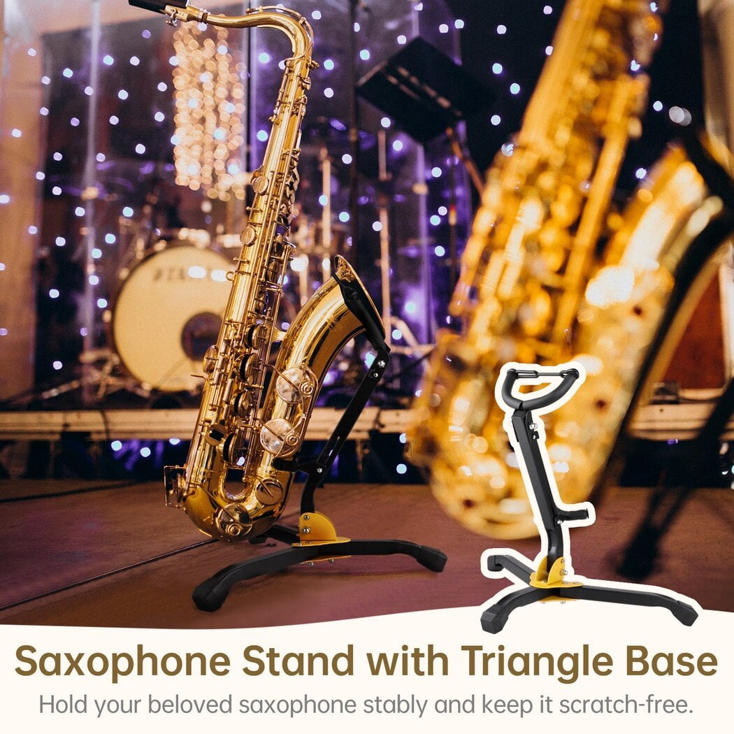 Support Pliable Pour Saxophone Alto Ou Ténor - Trépied Métallique Stable - Revêtement EVA Protecteur - Portable