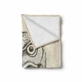 thumbnail image 2 of Owl Soft Flannel Fleece Throw Blanket, Hand-Drawn Sketch of an Owl Head Front View Wildlife Animal Theme, Cozy Plush for Indoor and Outdoor Use, 50" x 60", Dark Brown and Eggshell, by Ambesonne, 2 of 6