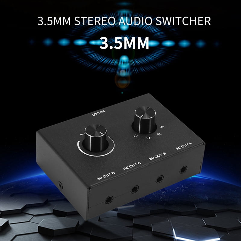 4 Port Audio Switch, 3.5mm Audio Switcher, Stereo AUX Audio Selector, 4