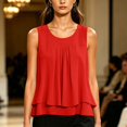 thumbnail image 7 of yillto Women Plus Size Dressy Tank Sleeveless Office Tops Casual Business Work Crewneck Pleated Shirts, 7 of 7