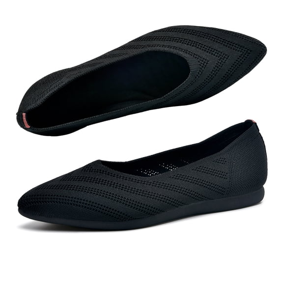 LANCROP Women's Pointed Toe Ballet Knit Flats Slip On Dress Loafers Comfortable Shoes