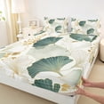 thumbnail image 3 of Homewish Ginkgo Leaves 4-Piece Full Size Sheets For Teens Female Girls,Abstract Gradient Stripes Bed Sheets,Exotic Style Lightweight Sheet Sets,Lightweight Room Decor, 3 of 7