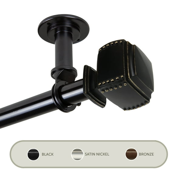 Studded Ceiling 1" Curtain Rod/ Room Divider 160-240 inch - Black