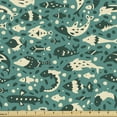 thumbnail image 1 of Nautical Fabric by the Yard Upholstery, Underwater Animal Composition with Hand Drawn Silhouettes of Fish, Decorative Fabric for DIY and Home Accents, 2 Yards, Teal Dark Teal and Cream by Ambesonne, 1 of 4