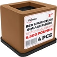 thumbnail image 1 of iPrimio Elevadores de cama – Elevadores cuadrados de 3.0 in, resistentes, paquete de 4 hasta 6800 libras – Bloques de elevación de cama elevadores de muebles – Elevadores de cama seguros y resistentes, 1 of 5