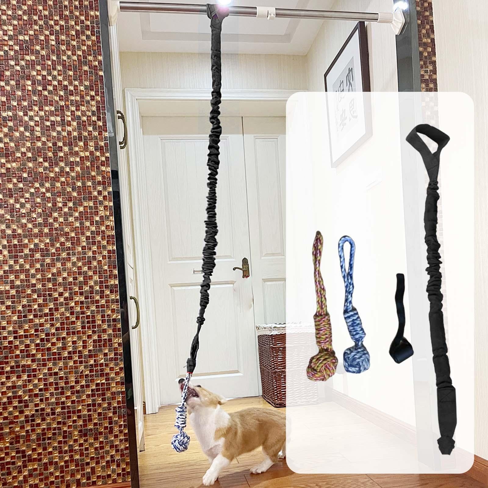 Dog Outdoor Hanging Toy Teething Chew Toy Door Hanging Tug Toy Tug of War Toy for Small Large Dogs Indoor Exercise Black