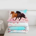 thumbnail image 4 of Horse Bedding Set Chic Cherry Blossom Bedding Comforter Set Teens Galloping Horse Printed Comforter 3D Wild Animal Duvet Set Bedroom Decor Quilt Set 2Pcs Twin Size, 4 of 7