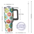 thumbnail image 2 of 40oz Pioneer Flower Floral Print Pattern Insulated Tumbler with Handle, BPA-Free Leak Proof Lid and Straws, Double Wall Vacuum, Hot 12h/Cold 34h, 2 of 6
