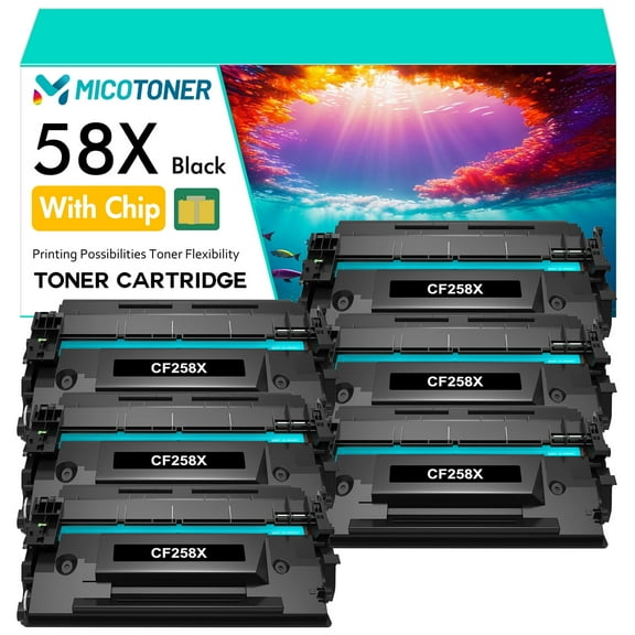 58A 58X Toner Cartridges with Chip Compatible for HP 58A 58X CF258A CF258X LaserJet Pro M404n M404dn M428fdw M428fdn M404 M404dw M428 M428dw M406 M430 M304 Printer Ink | 6 * Black