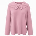 thumbnail image 4 of Women's Bow Neck Sweater Long Sleeve Loose Fit Casual Pullover Top, 4 of 6