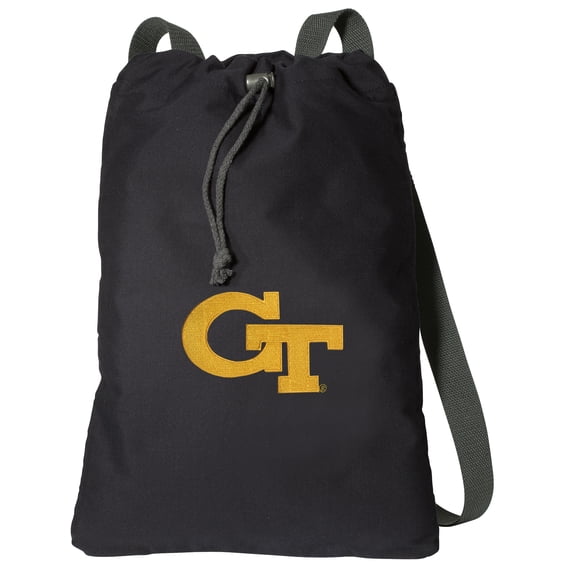 Canvas GT Yellow Jackets Backpack Natural Cotton Georgia Tech Cinch Bag Lined and with Wide Straps