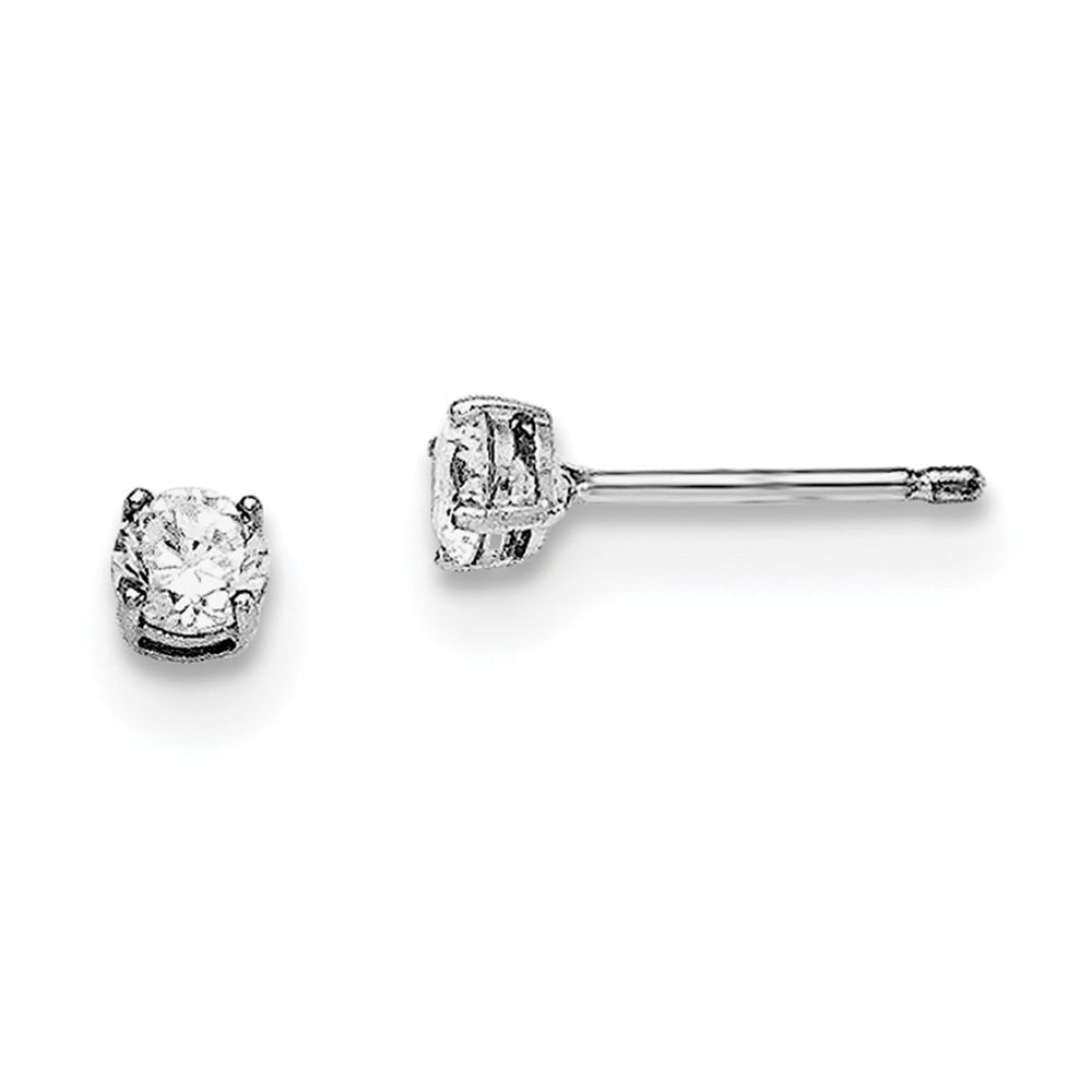 925 Sterling Silver 4mm Round CZ Basket Set Stud Earrings Madi K Kid's Jewelry