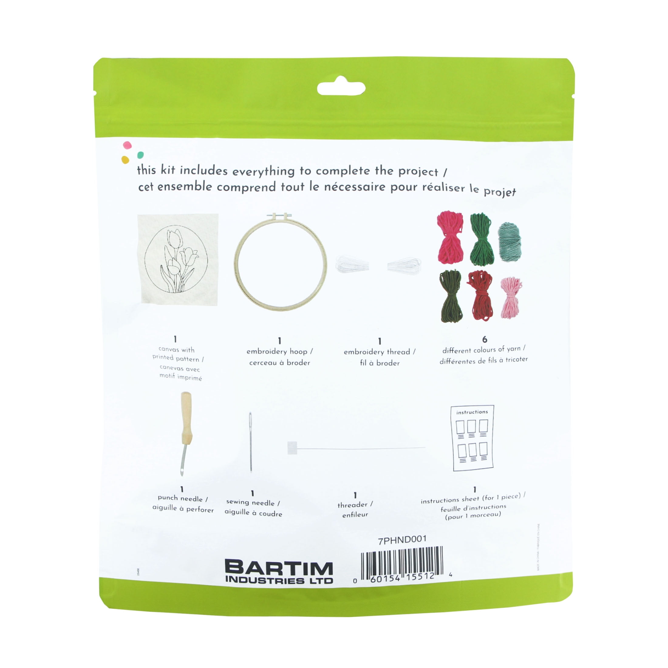 UNIQUE CREATIV CRAFT Punch Needle Kit – Tulip, 1 pc, Age 8+, Intermediate, 20×20 cm, PUNCH NDLE KIT TULIP