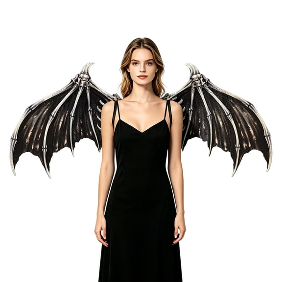 REDARER Womens Vintage Skeleton Bat Wings Gothic Accessory Halloween Cosplay Evening Themed Party Role Play Prop,One Size