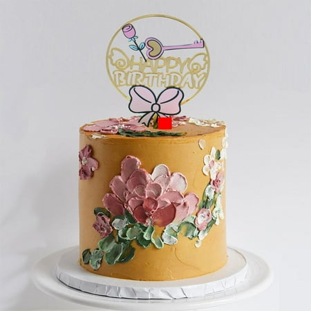 Ustyle Birthday Cake Topper Acrylic Mirrored Birthday Cake Toppers With Cute Patterns Cupcake Decoration With Gold Letters Walmart Canada