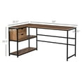 thumbnail image 2 of L-Shaped Industrial Style PC Desk Table with 2 Drawers and Open Bookcase, 2 of 11